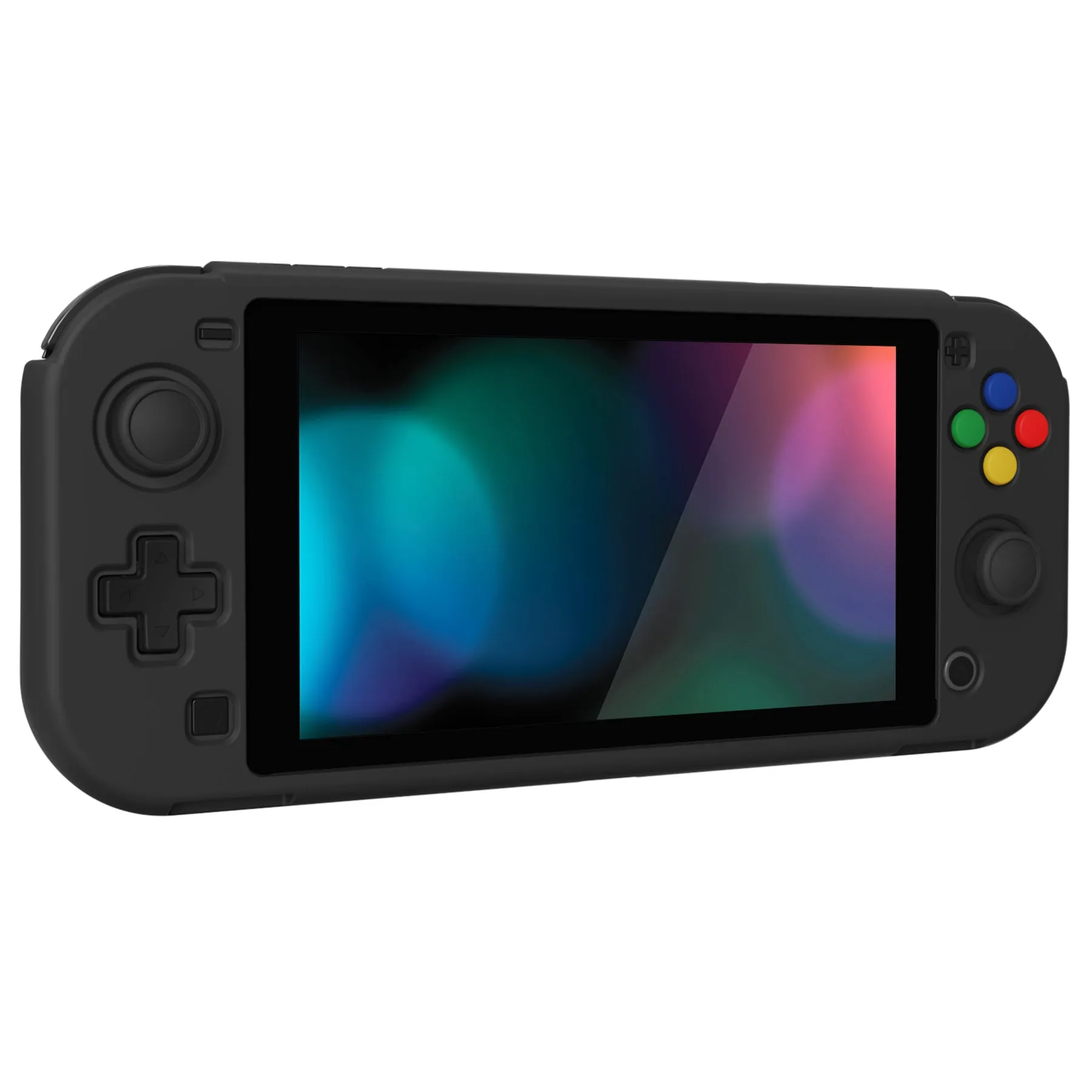 PlayVital ZealProtect Glossy Protective Case for Nintendo Switch Lite, Hard Shell Ergonomic Grip Cover for Switch Lite w/Screen Protector & Thumb Grip Caps & Button Caps - Black - PSLYP3007