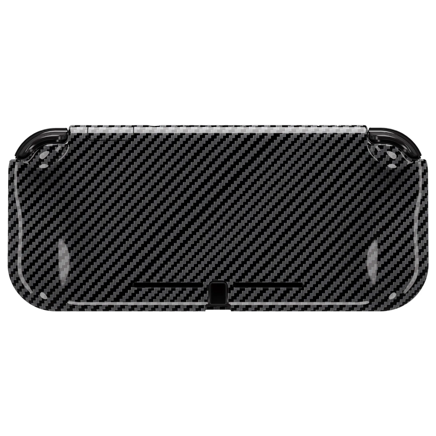 PlayVital ZealProtect Glossy Protective Case for Nintendo Switch Lite, Hard Shell Ergonomic Grip Cover for Switch Lite w/Screen Protector & Thumb Grip Caps & Button Caps - Graphite Carbon Fiber - PSLYS2002