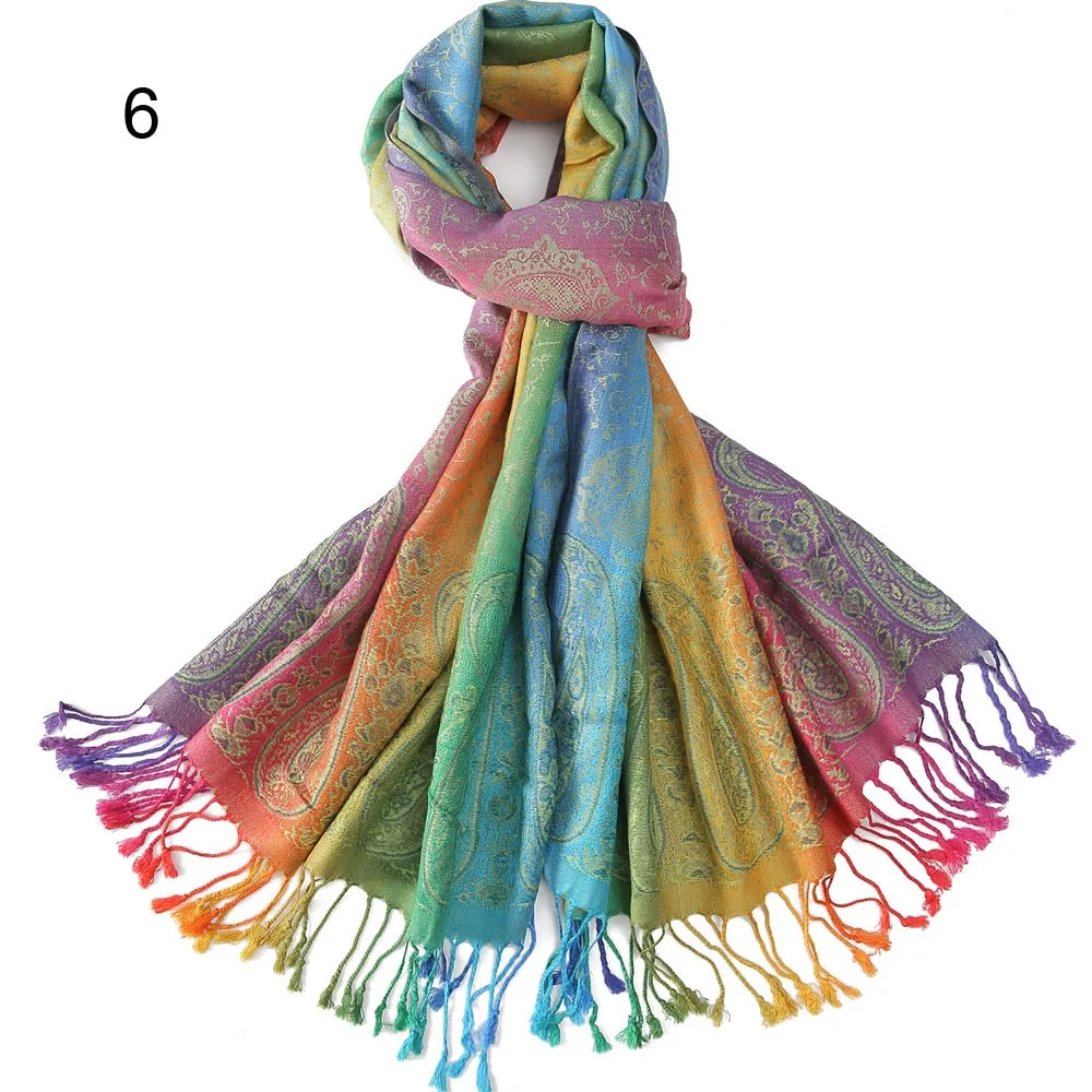 Rainbow Paisley Pashmina Scarf