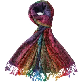 Rainbow Paisley Pashmina Scarf