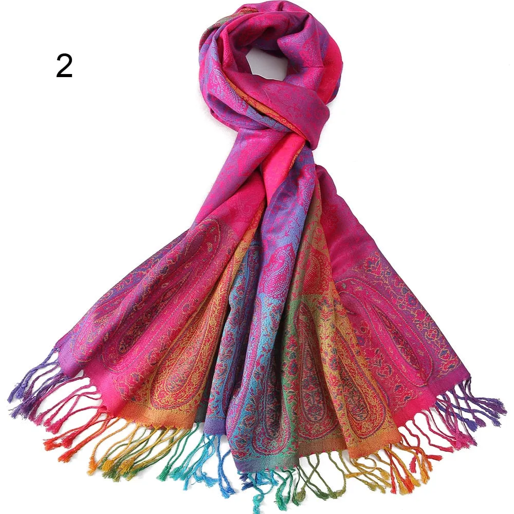 Rainbow Paisley Pashmina Scarf