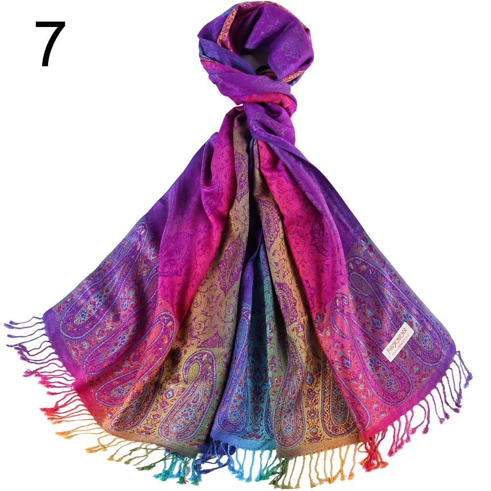 Rainbow Paisley Pashmina Scarf