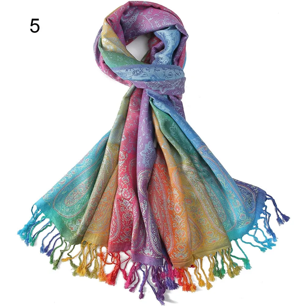 Rainbow Paisley Pashmina Scarf