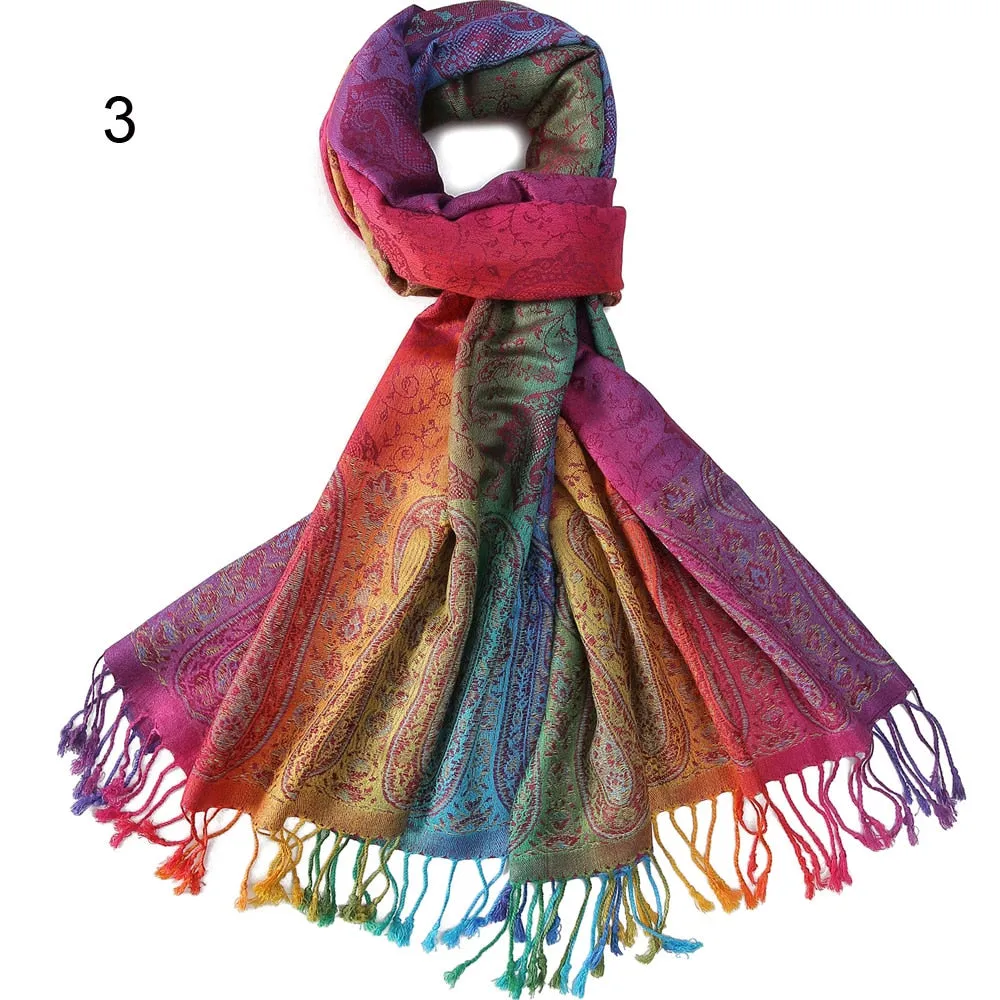 Rainbow Paisley Pashmina Scarf