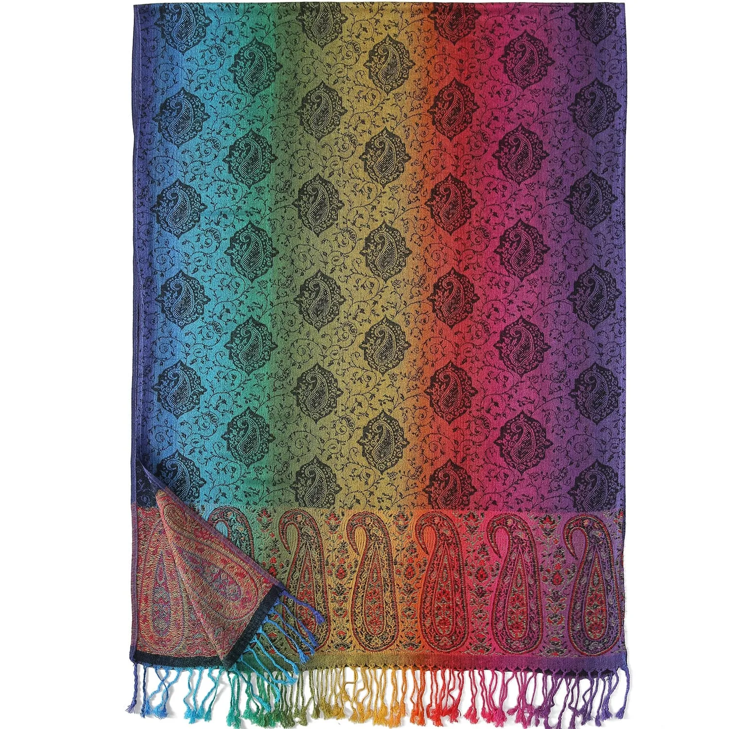 Rainbow Paisley Pashmina Scarf