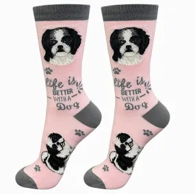 Shih Tzu Black Life is Better Socks