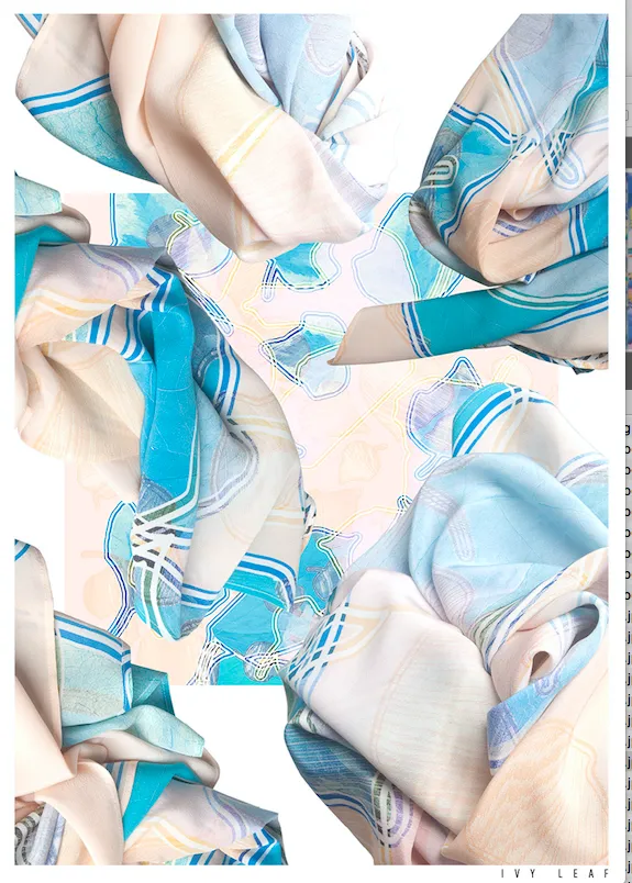 Silk scarf Ivy Leaf