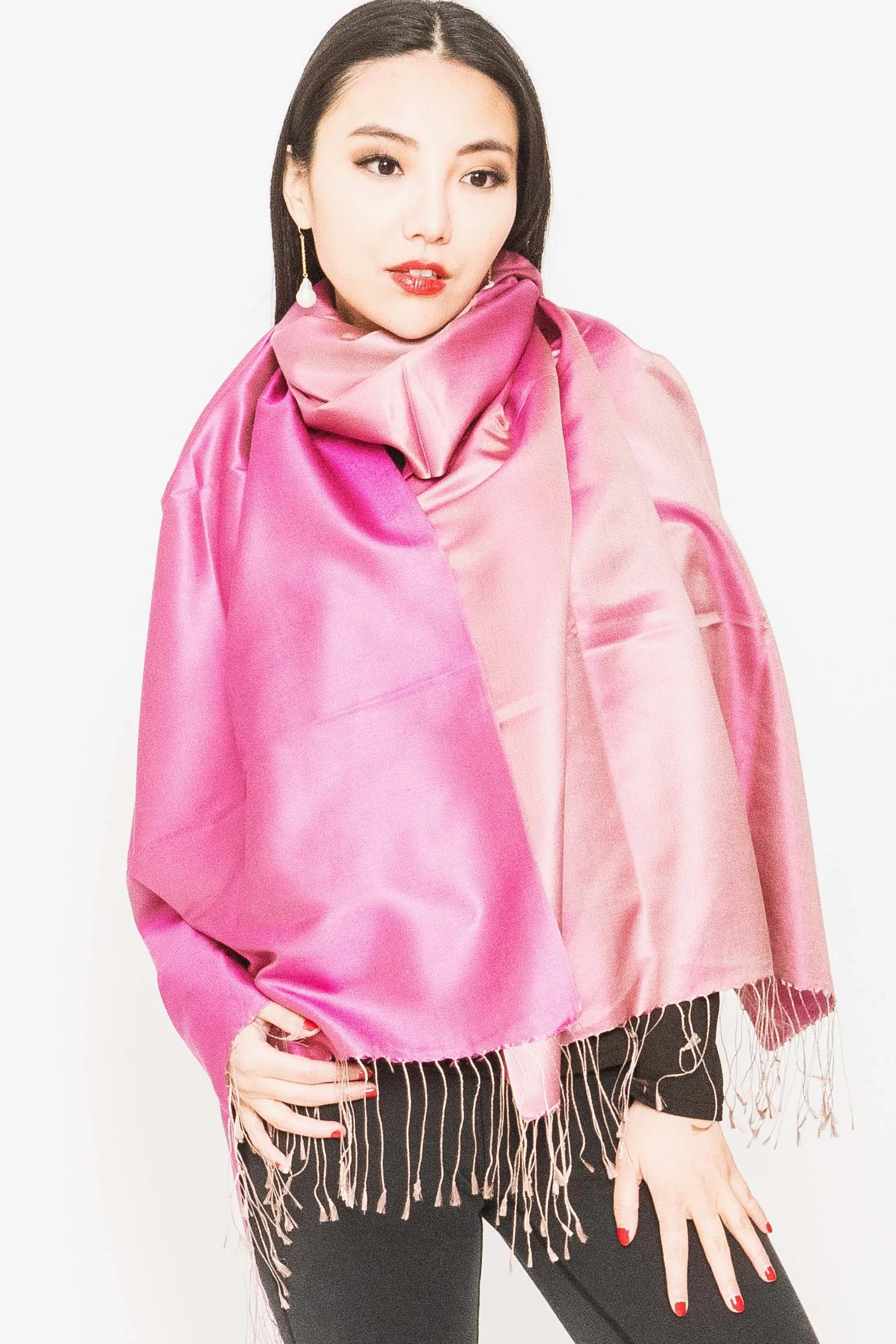 Silk Two Tone Scarf  -Winter Sale 50% Off - At checkout use code. Winter50%