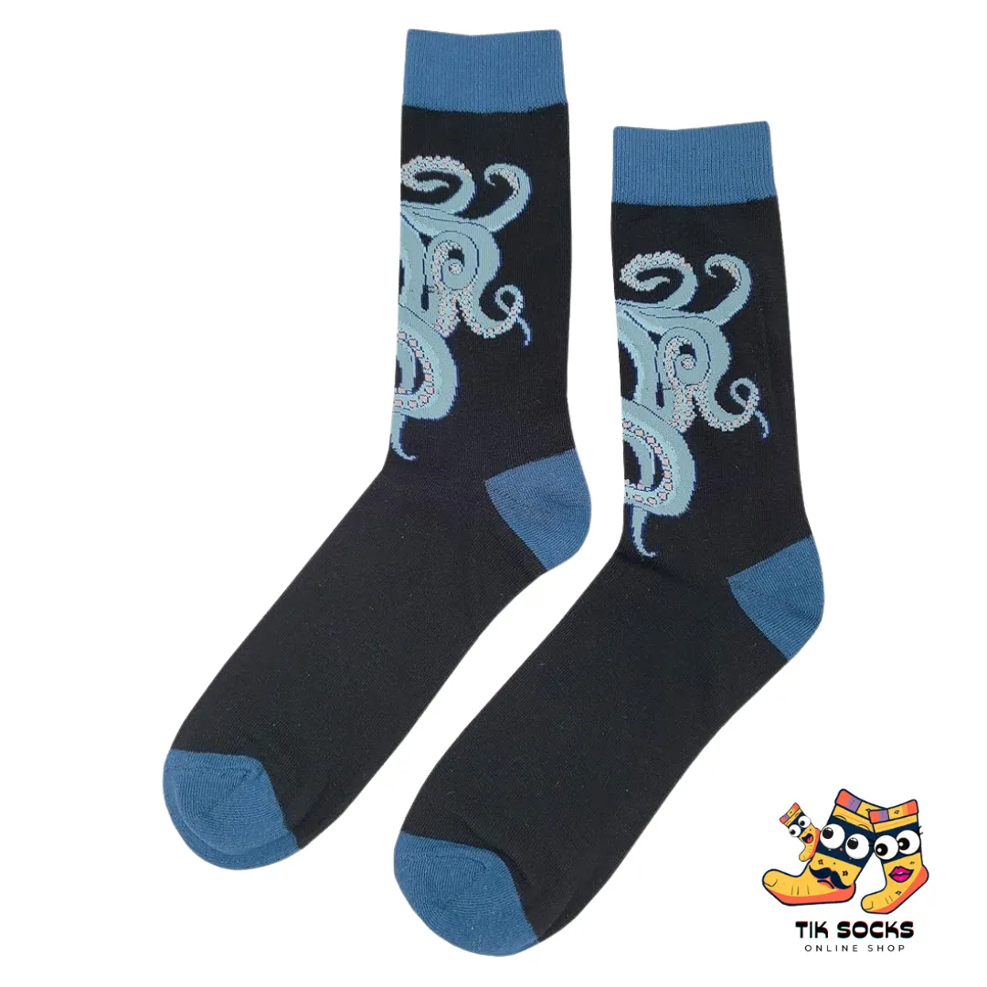 TikSocks|Fun Socks-Blue Octopus Socks