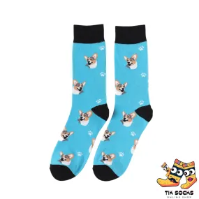 TikSocks|Fun Socks-Corgi Blue Socks