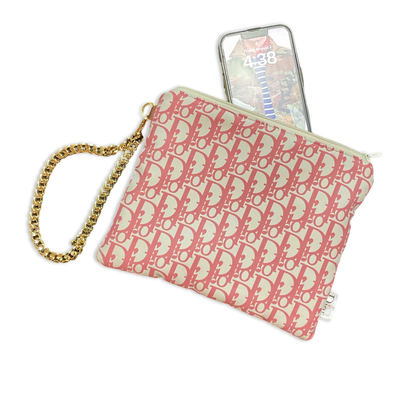 Trotter Pink Vintage Silk Scarf Wristlet Bag