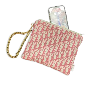 Trotter Pink Vintage Silk Scarf Wristlet Bag