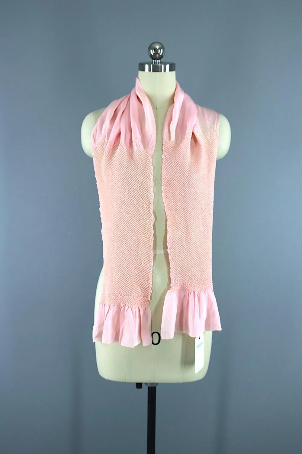 Vintage 1960s Silk Scarf Kimono Obiage / Blush Pink