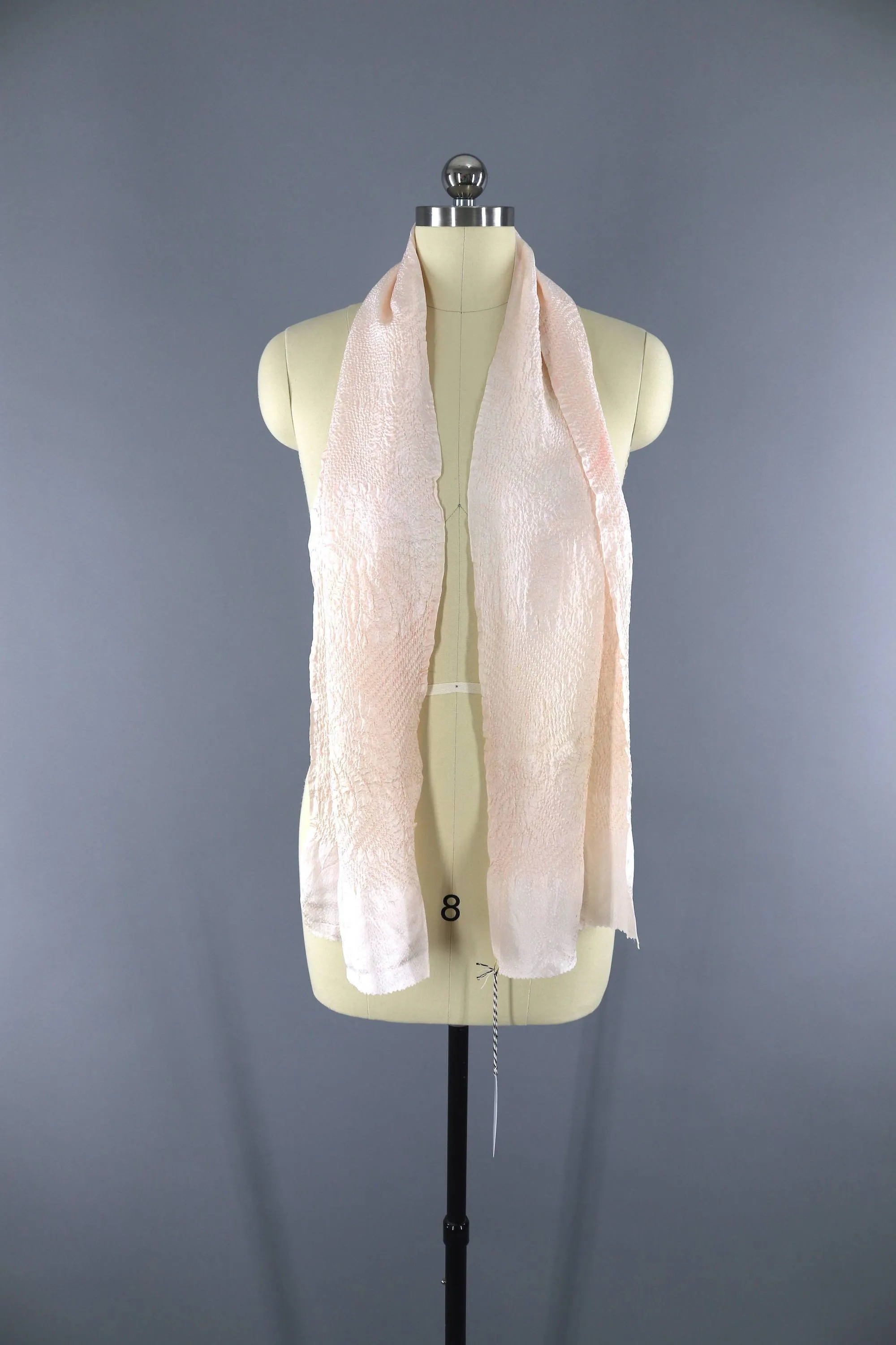 Vintage 1960s Silk Scarf / Silk Kimono Obiage / Blush Ivory Pink