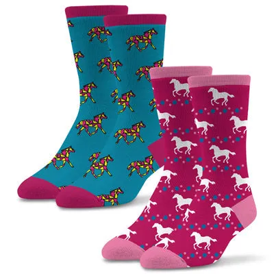 Women's Fun 2 Pack Horse Socks